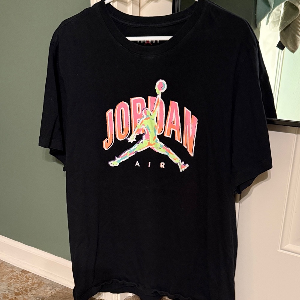 Jordan Black Tee with Neon Multicolor Jumpman